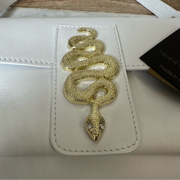 NWT Original HOUSE OF HARLOW
1960 Snake 100% Leather Shoulder
Bag Gold White - Picture 7 of 13